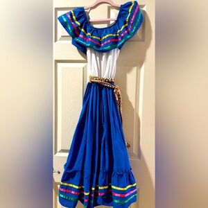 unik Girl's Fancy Traditional Mexican Cinco De Mayo Fiesta Dress size 14